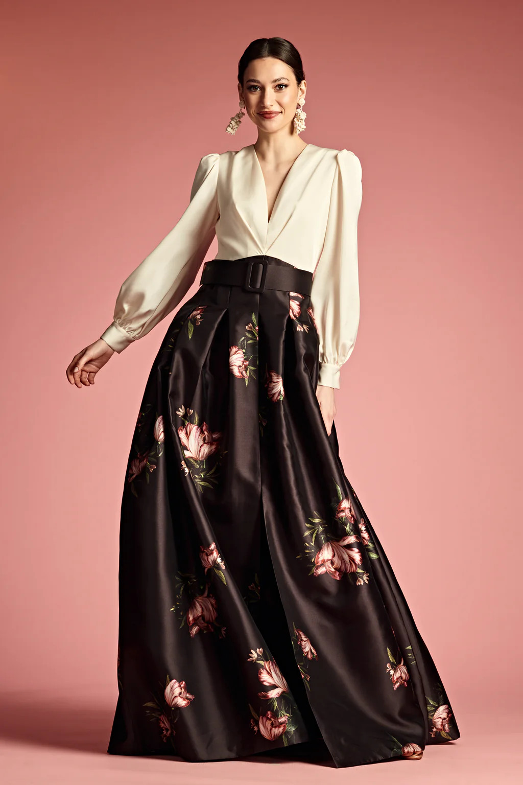 Zoe Gown - Ivory/Noir Blossom | Sachin and Babi