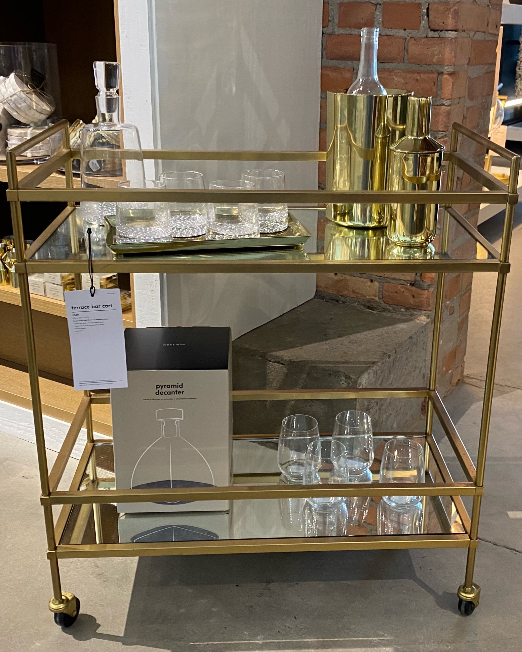 Why you'll love it
Takes its cues from Deco design.
Adds a touch of glam to your entertaining space.
Two open shelves display spirits, mixers & barware.
Designed to move with the party.

#LTKhome #LTKmens #LTKSeasonal