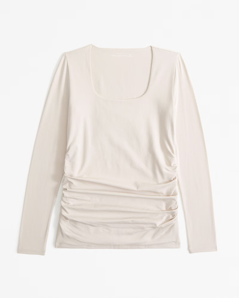 Women's Maternity Long-Sleeve Cotton-Blend Seamless Fabric Top | Women's Tops | Abercrombie.com | Abercrombie & Fitch (US)