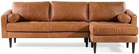 POLY & BARK Napa Right-Facing Sectional Sofa in Full-Grain Pure-Aniline Italian Tanned Leather in... | Amazon (US)