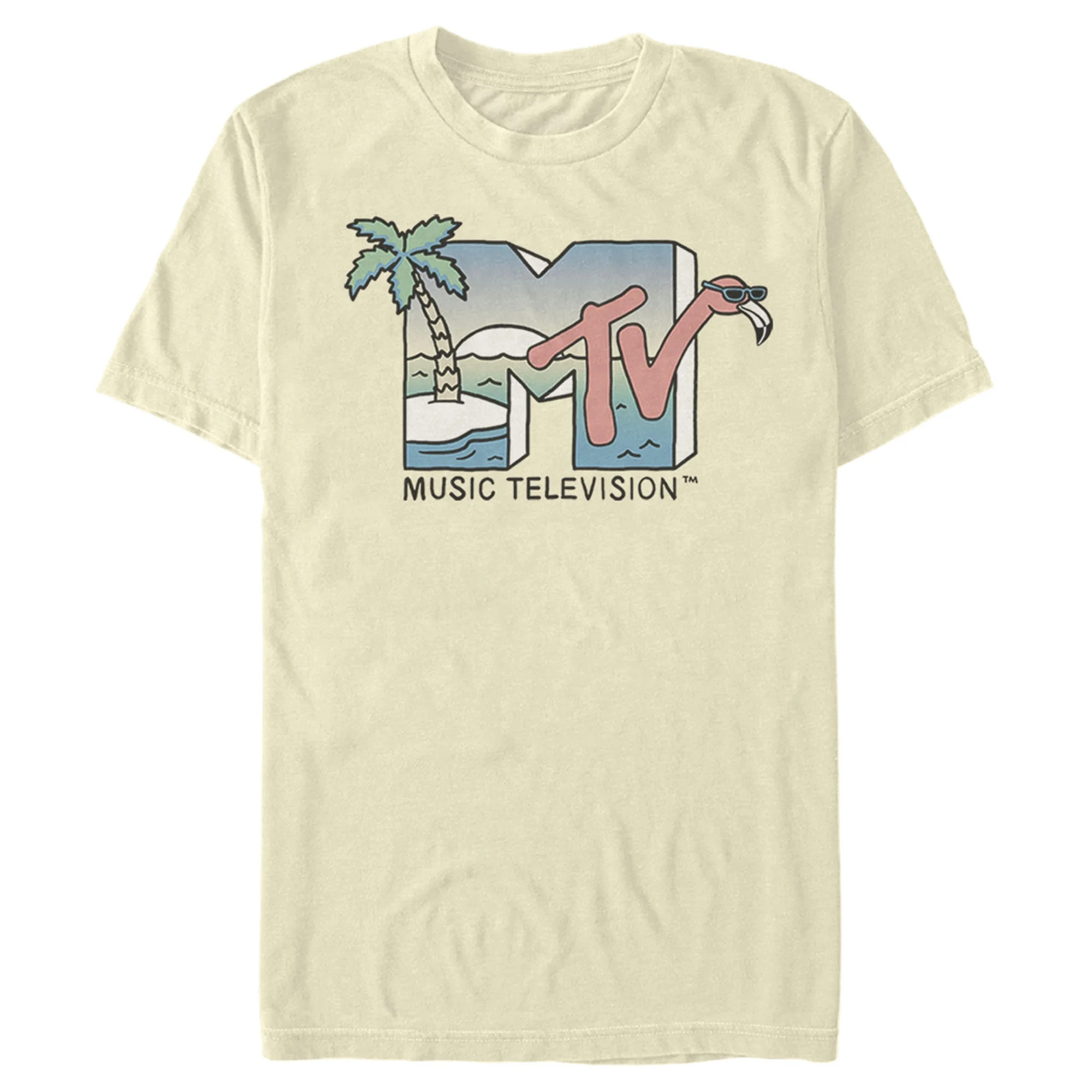 Men's MTV Beach Vacation Logo  Graphic Tee Cream Small - Walmart.com | Walmart (US)