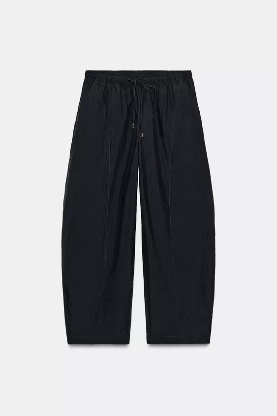 ELASTIC WAIST BARREL PANTS | Zara Canada