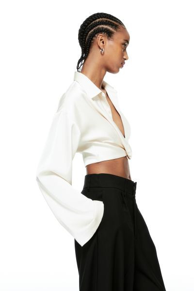 Cropped satin blouse | H&M (UK, MY, IN, SG, PH, TW, HK)