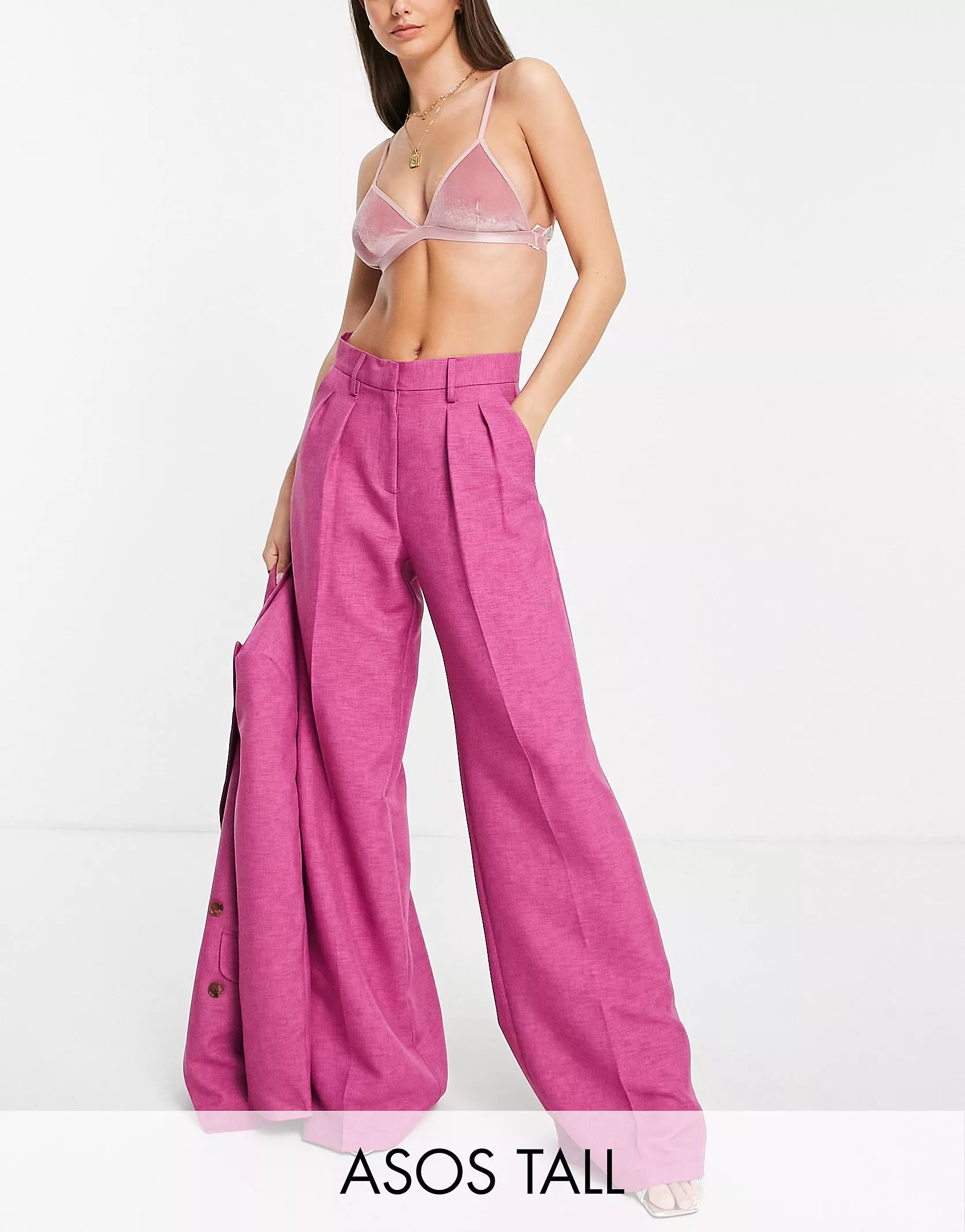 ASOS DESIGN Tall - Smalle rechte pantalon in roze | ASOS (Global)