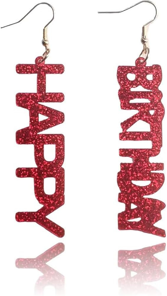 Colorful Happy Birthday Earrings Letter Acrylic Dangle Earrings Sparkle Birthday Celebration Jewe... | Amazon (US)
