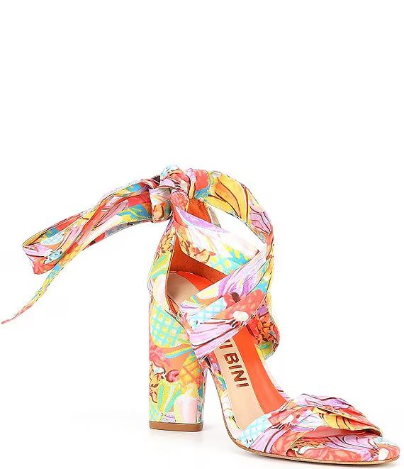 Astraahh Printed Ankle-Wrap Block Heel Sandals | Dillard's