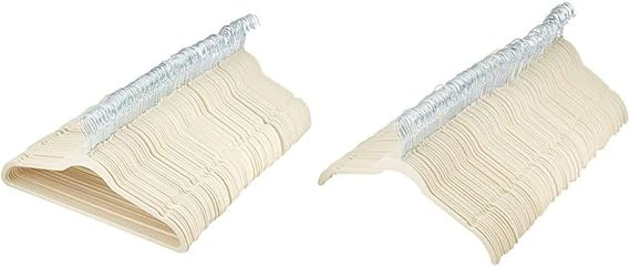 AmazonBasics Slim, Velvet, Non-Slip Clothes Suit Hangers, Ivory/Silver - Pack of 100 & Velvet Shi... | Amazon (US)