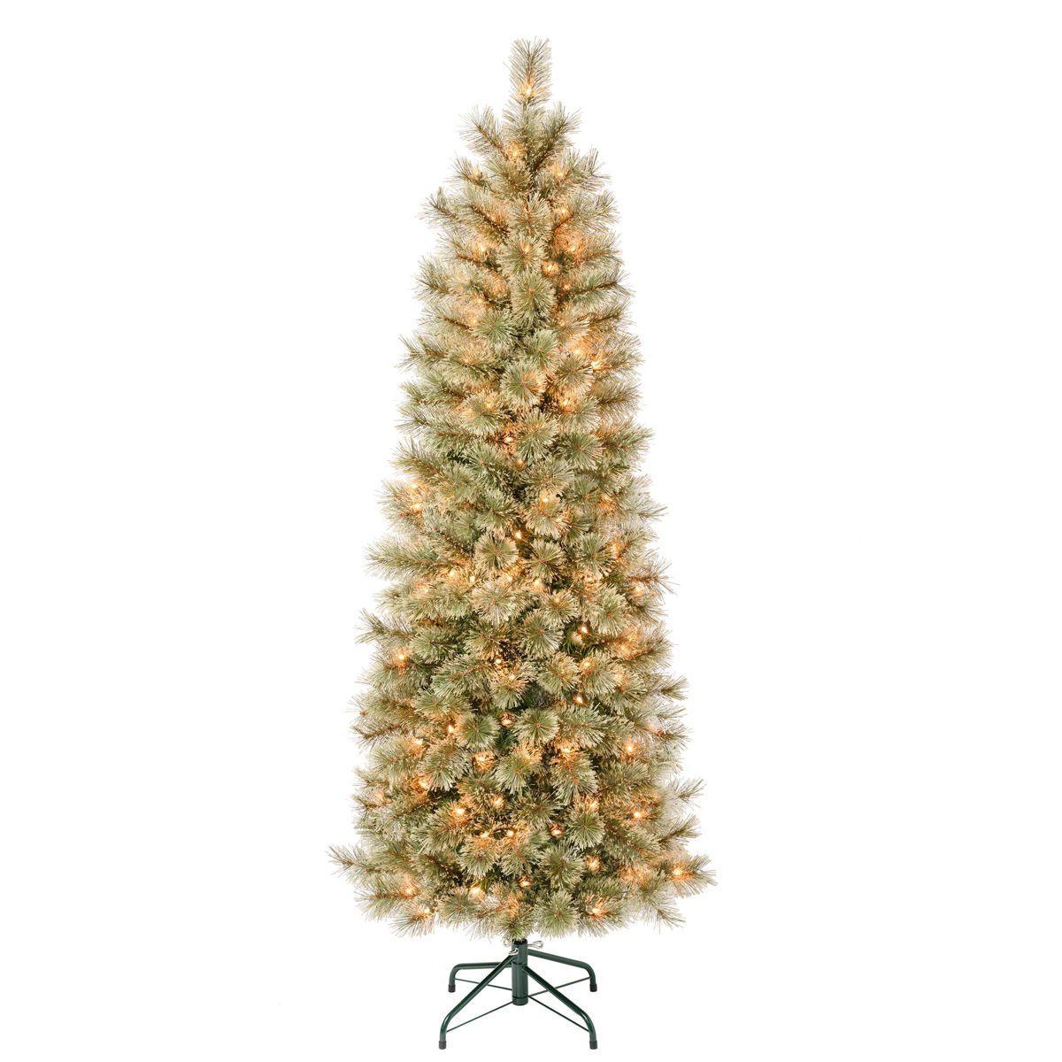 National Tree Company First Traditions Pre-Lit Slim Arcadia Cashmere Pine Hinged Artificial Chris... | Target