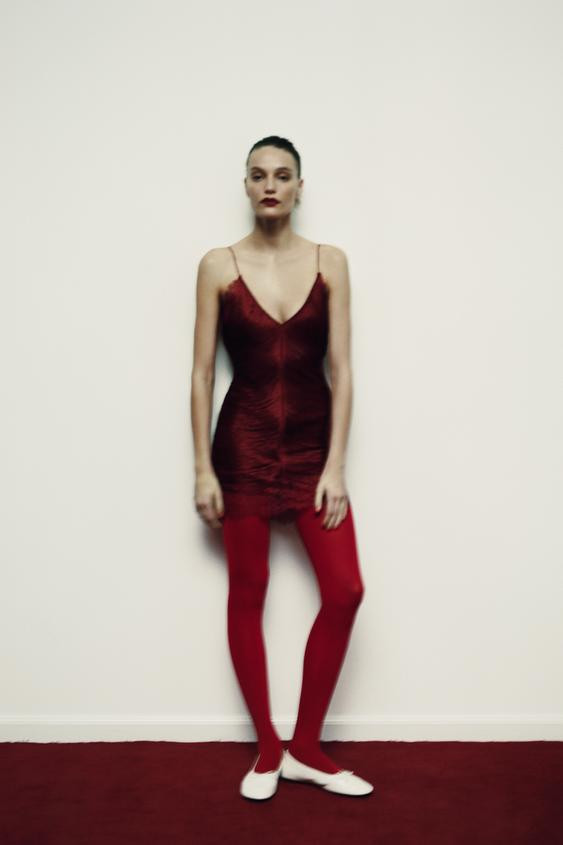 SHORT LACE DRESS WITH FRINGING | Zara UK