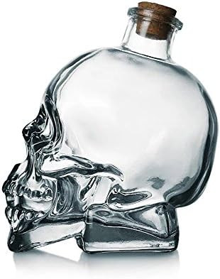 Amazon.com | Skull Decanter Lead-free Glass Skull Prop Whiskey Bottle Halloween Decor With Cork S... | Amazon (US)