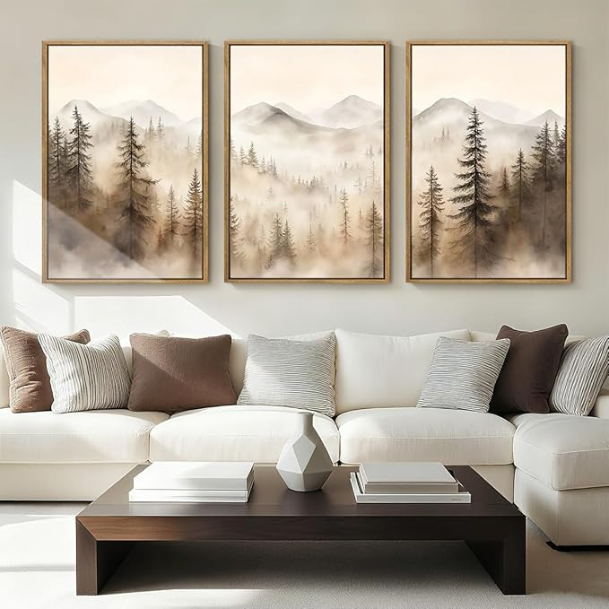IARTTOP Extra Large Mountain Canvas Wall Art 24x36 Inch Framed Forest Woodland Art Prints Abstrac... | Amazon (US)