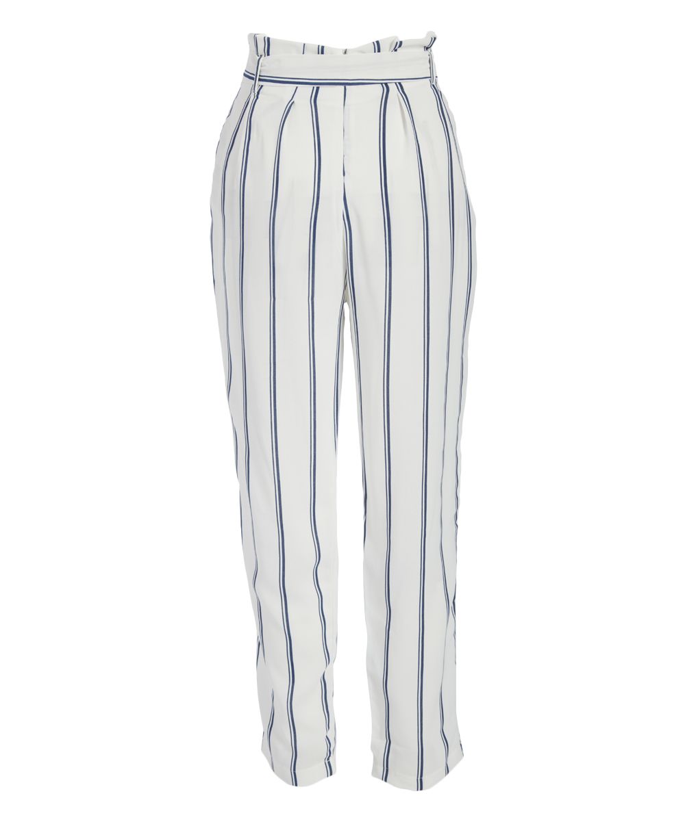 Milk & Honey Women's Casual Pants OFF - Off-White Pinstripe High-Waist Pants - Women | Zulily