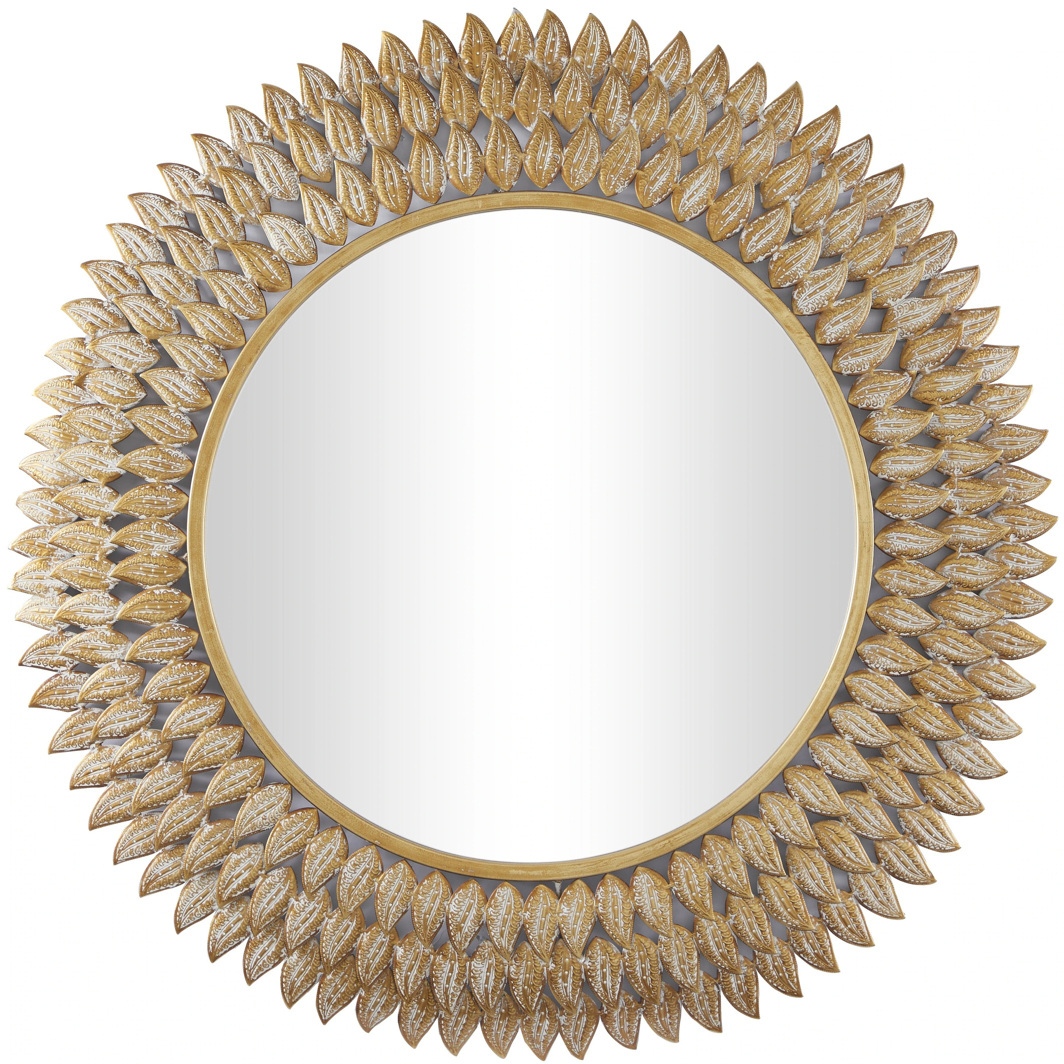 Metal Leaf Radial Room Wall Mirror - Gold - Roche River Decor | Overstock