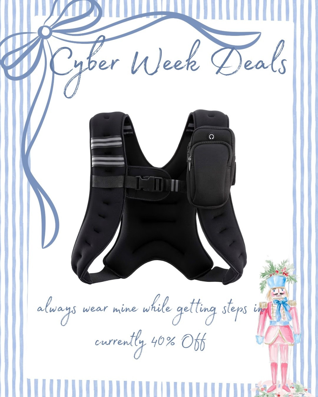 Weighted vest on Cyber Week sale! Perfect for walks, workouts, and an easy strength upgrade. 🖤

#LTKCyberWeek #LTKselfcare #LTKGiftGuide