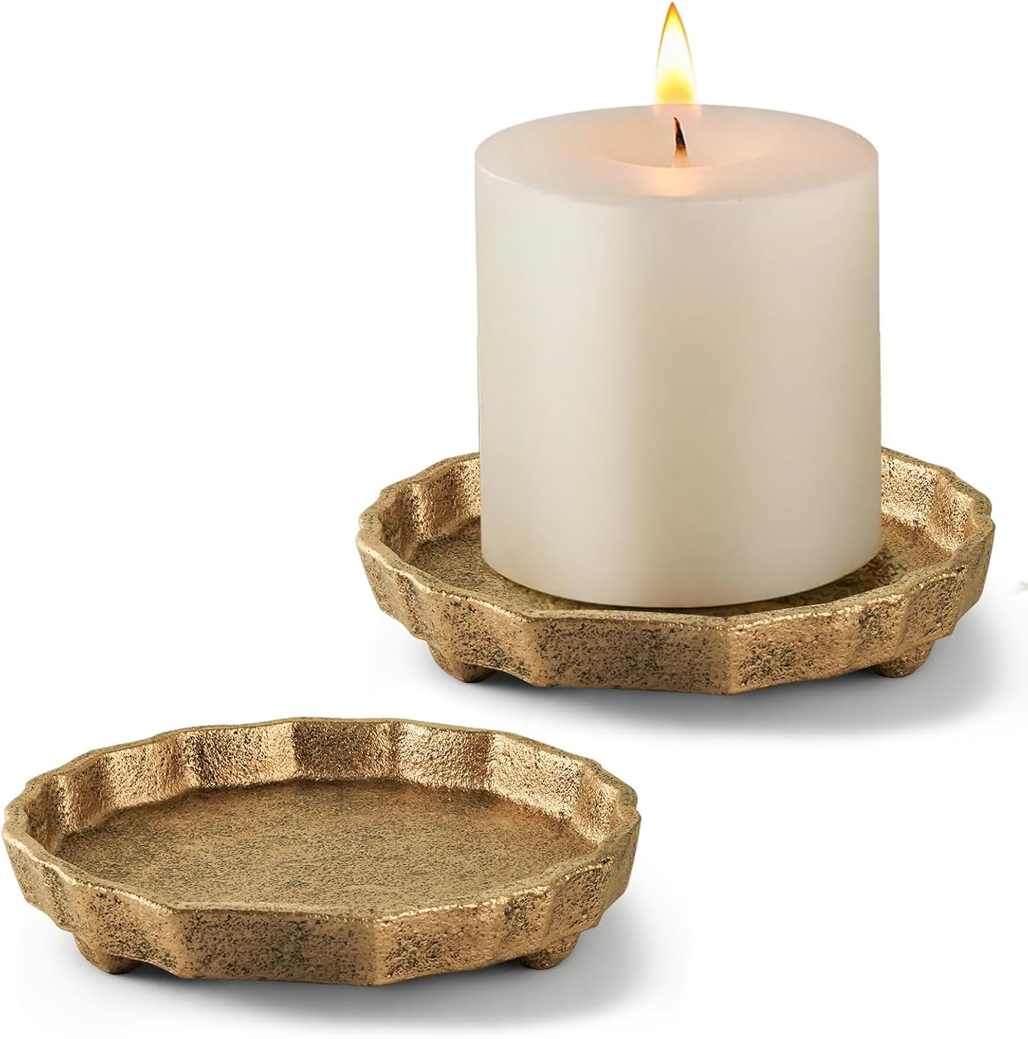 Cast Iron Pillar Candle Holder Plate, Vintage, 5 in, Set of 2 | Amazon (US)