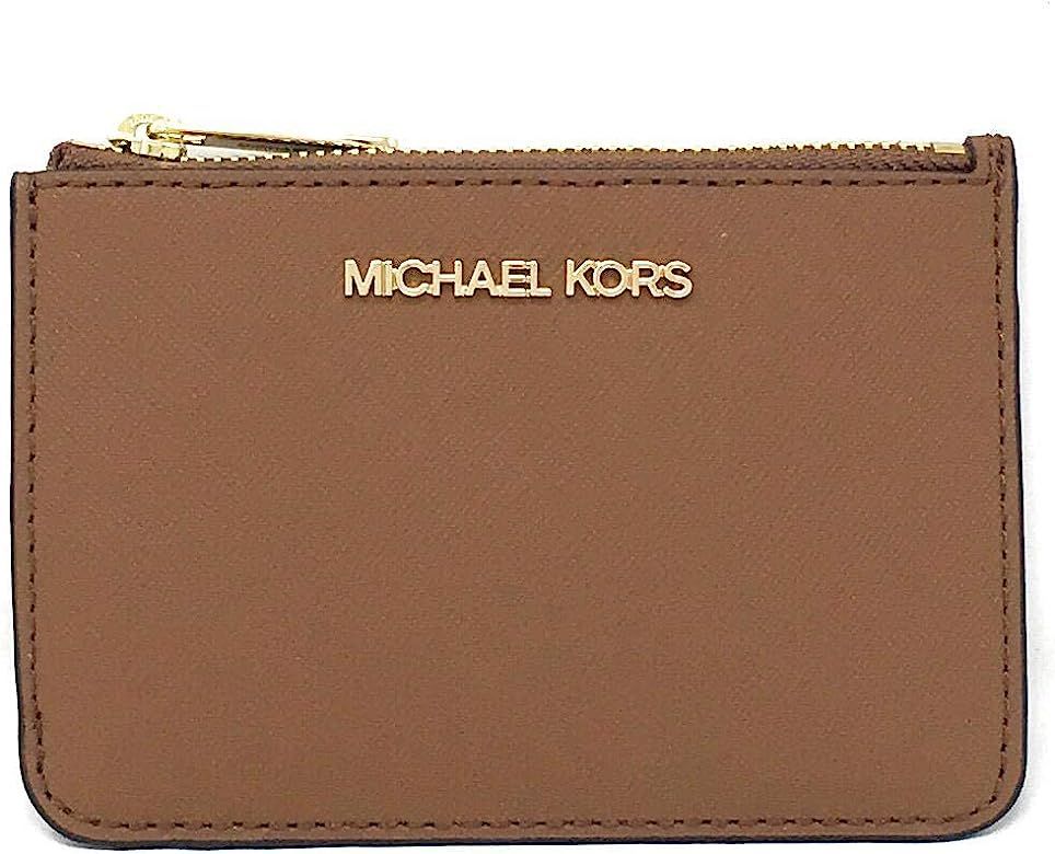 Michael Kors Jet Set Travel Small Top Zip Coin Pouch with ID Holder Saffiano Leather (Luggage) | Amazon (US)