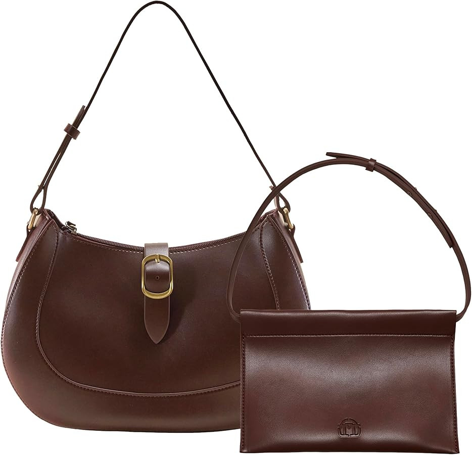 SUNLIGHT LEAVES Vintage Vegan Leather Crescent Hobo Bag For Women Lunar Shoulder Purse Satchel Un... | Amazon (US)