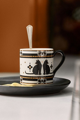 Bistro Tile Stoneware 24k Gold Accent Halloween Espresso Cup | Anthropologie (US)