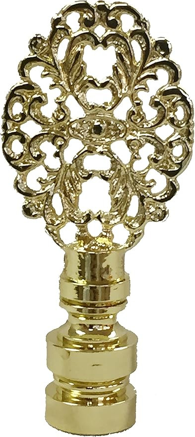 Royal Designs Oval Filigree 2.25" Lamp Finial for Lamp Shade, Polished Brass | Amazon (US)