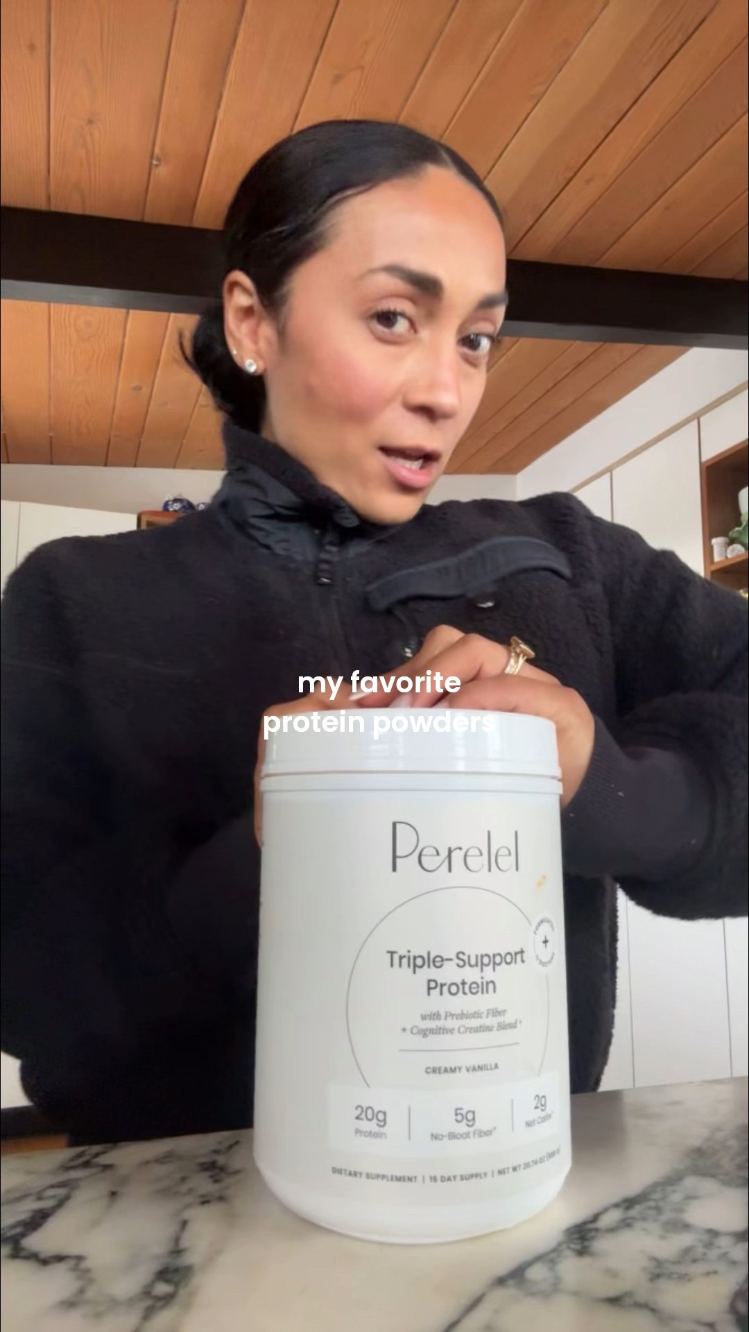 My favorite protein powder: Perele Vanilla & Be Well Chocolate Protein 