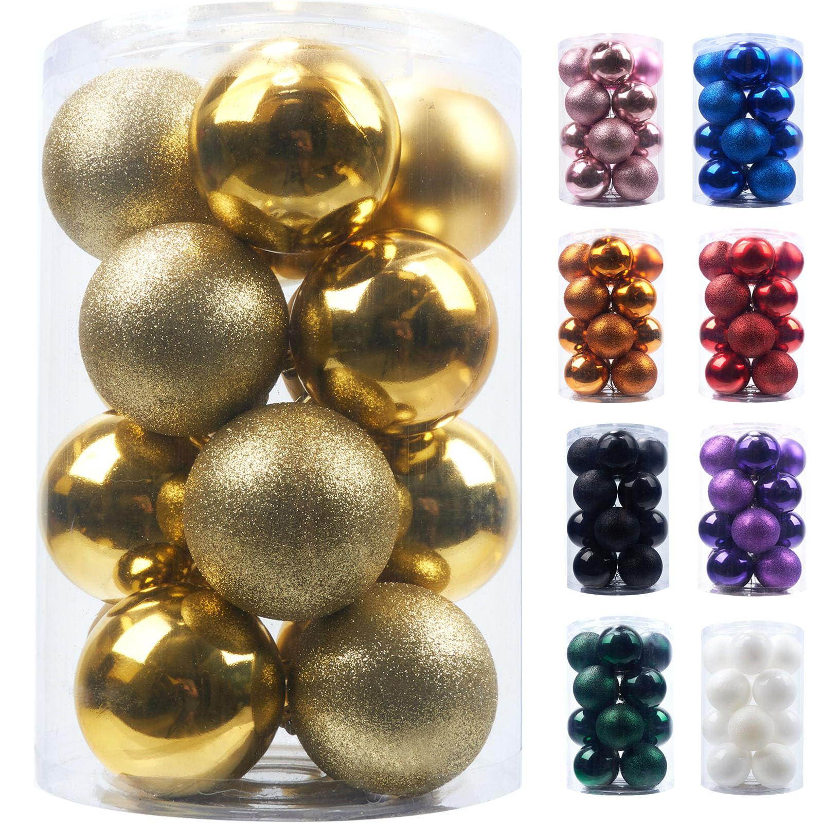 Emopeak 16Pcs Christmas Balls Ornaments for Xmas Tree - 3.15Inch Large Shatterproof Christmas Tree Decorations Hanging Ball for Holiday Wedding Party Decoration Gold | Amazon (US)