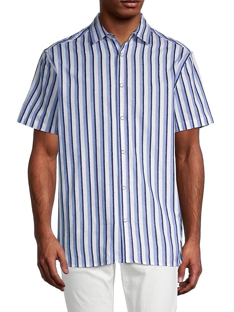 Karl Lagerfeld Paris Men's Regular-Fit Striped Shirt - Blue - Size S | Saks Fifth Avenue OFF 5TH