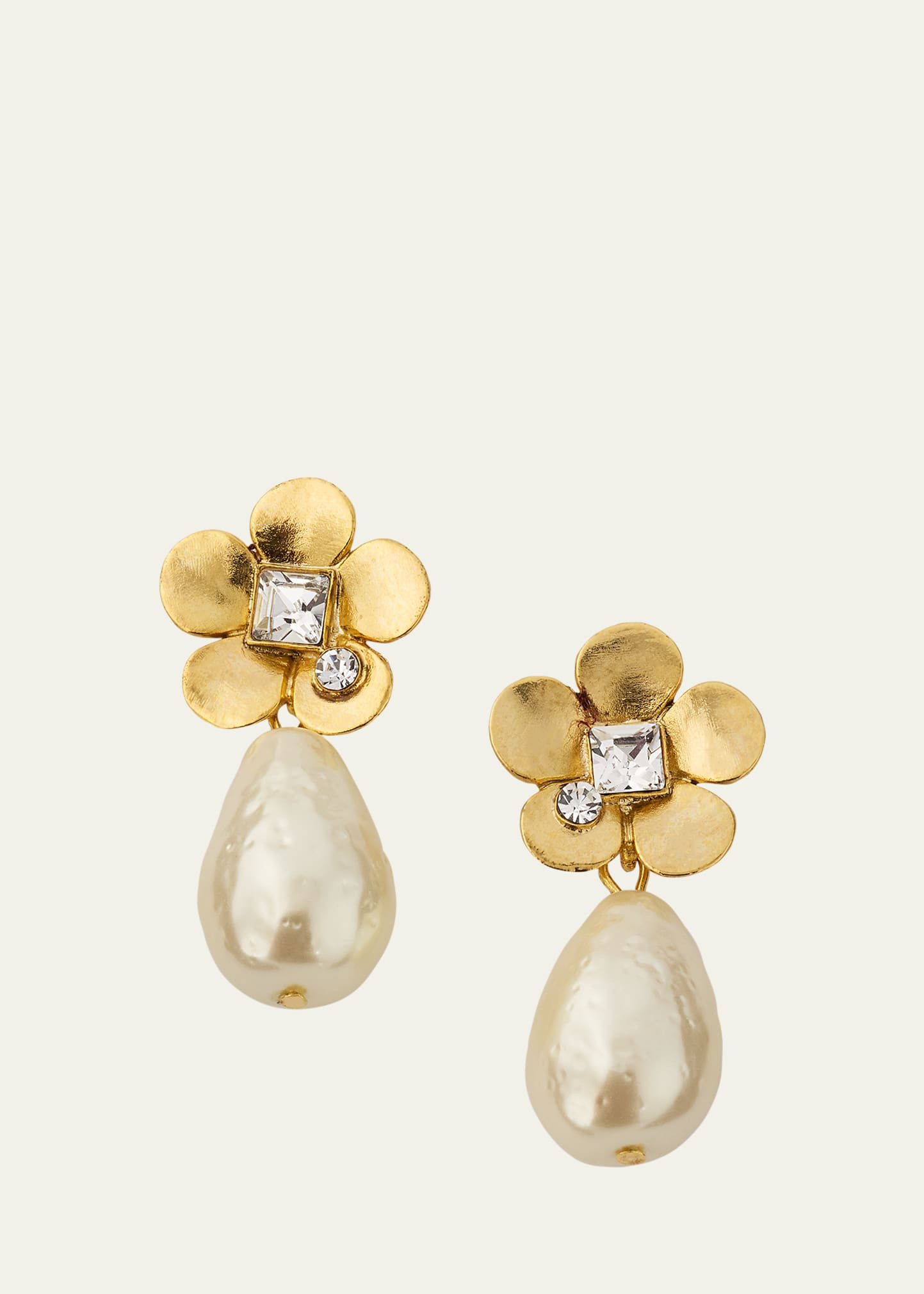Oscar de la Renta Flower Pearly Drop Earrings | Bergdorf Goodman