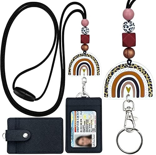 Teacher Lanyards for Id Badges and Keys, Cute Beaded Lanyards for Women with Keychain and Leather... | Amazon (US)