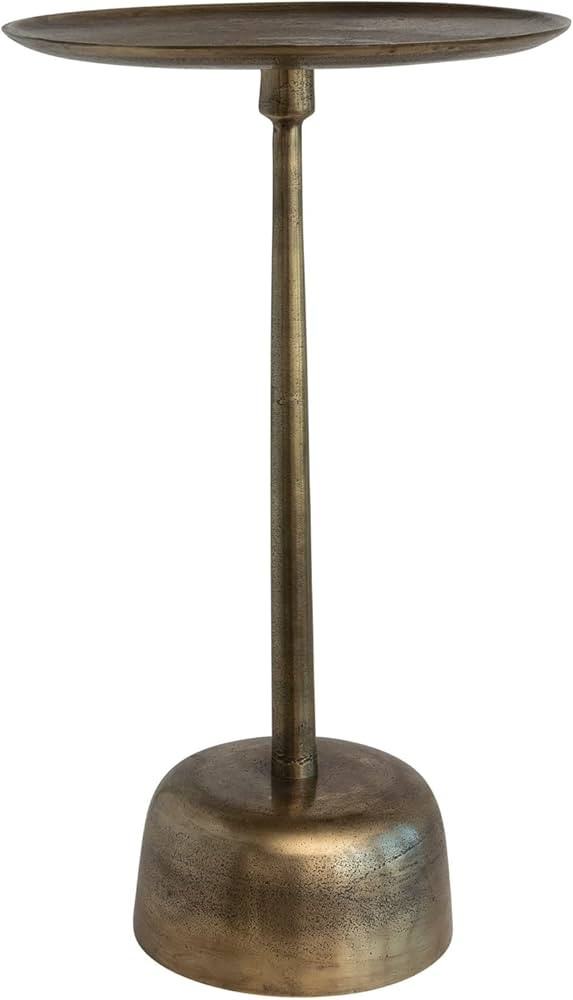 Creative Co-Op Vintage Aluminum, Antique Brass Finish Side Table | Amazon (US)