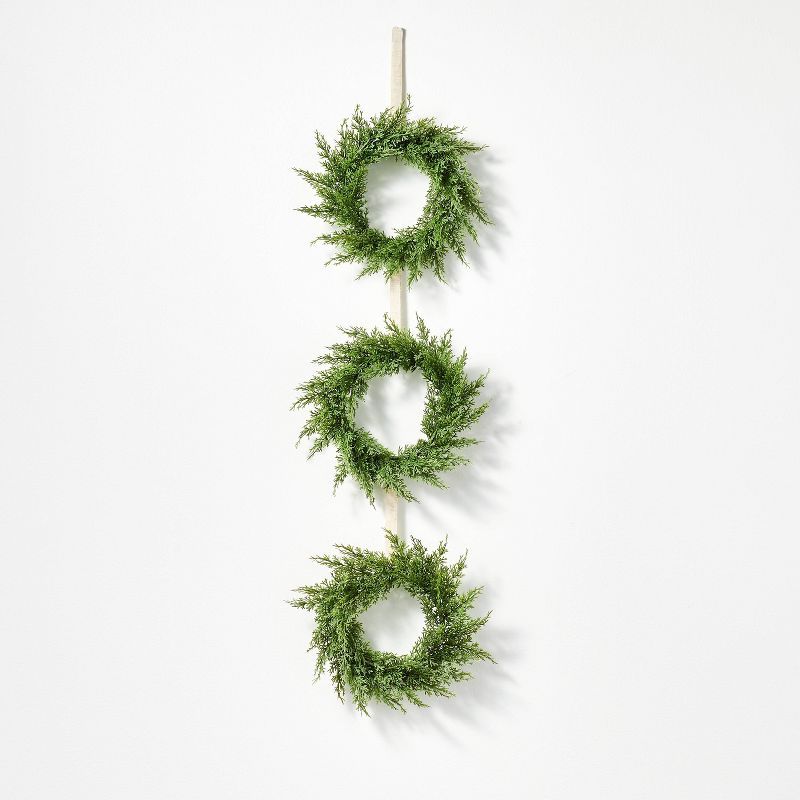 Set of 3 Cypress Wreaths Green - Threshold&#8482; designed with Studio McGee | Target