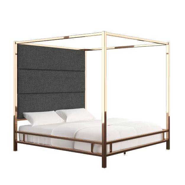 Evert Champagne Gold Canopy Bed with Panel Headboard - Inspire Q | Target