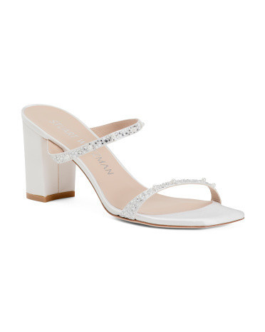 Royal Faux Pearl Block Heeled Sandals for Women | Leather/Textile | Marshalls