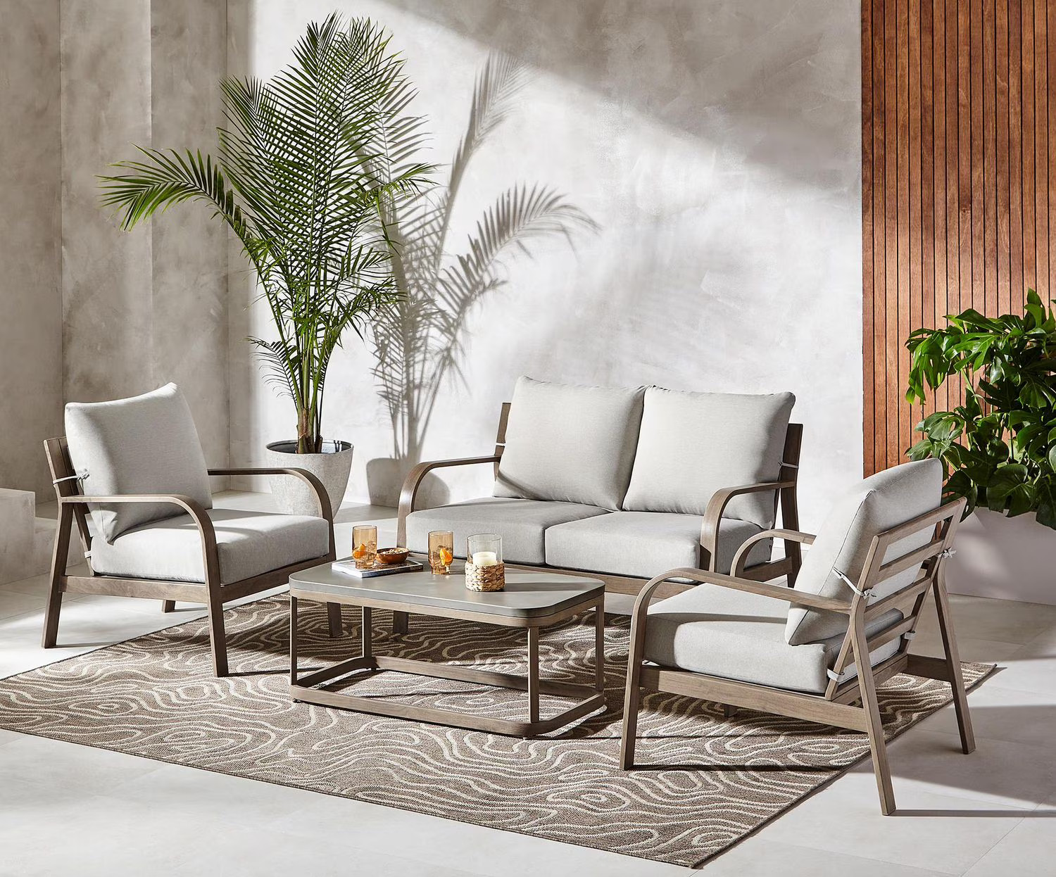 Better Homes & Gardens Prado 4-Piece Patio Outdoor Conversation Set - Brown, Hand-painted concret... | Walmart (CA)