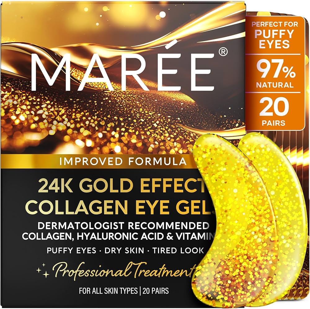 MAREE 24k Gold Glow Under Eye Gels for Dark Circles and Puffiness - Cooling Collagen & Hyaluronic... | Amazon (US)