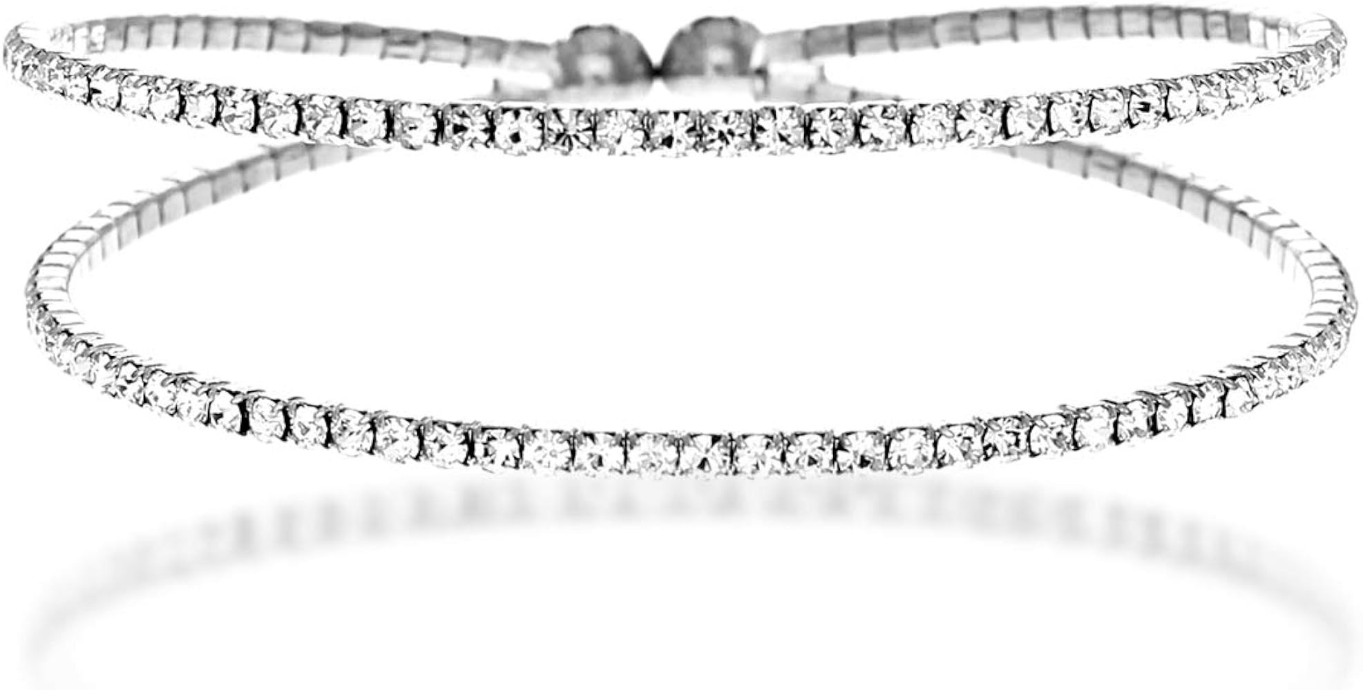 NTLX Crystal Bracelet for Women – Rhinestone Bangle Bracelet – Silver & Gold Plated - Flexibl... | Amazon (US)