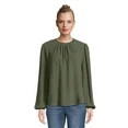 Time and Tru Women's Puff Sleeve Draped Blouse, Sizes XS-XXXL | Walmart (US)
