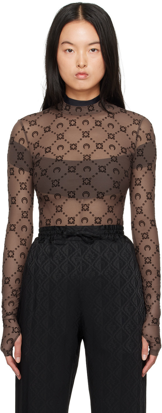Marine Serre SSENSE Exclusive Brown Moonogram Second Skin Turtleneck | SSENSE