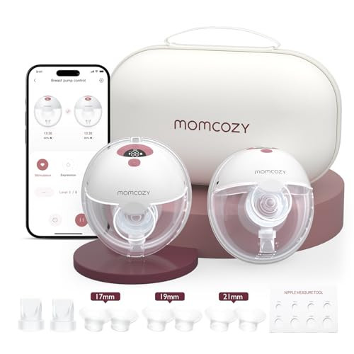 Momcozy M5 Smart APP Controlled Wearable Breast Pump, Hands-Free Wireless Electric Pump, 3 Modes 9 Suction Levels, BPA-Free, Portable Lightweight, 24mm Flange, 2-Pack Cozy Red | Amazon (US)