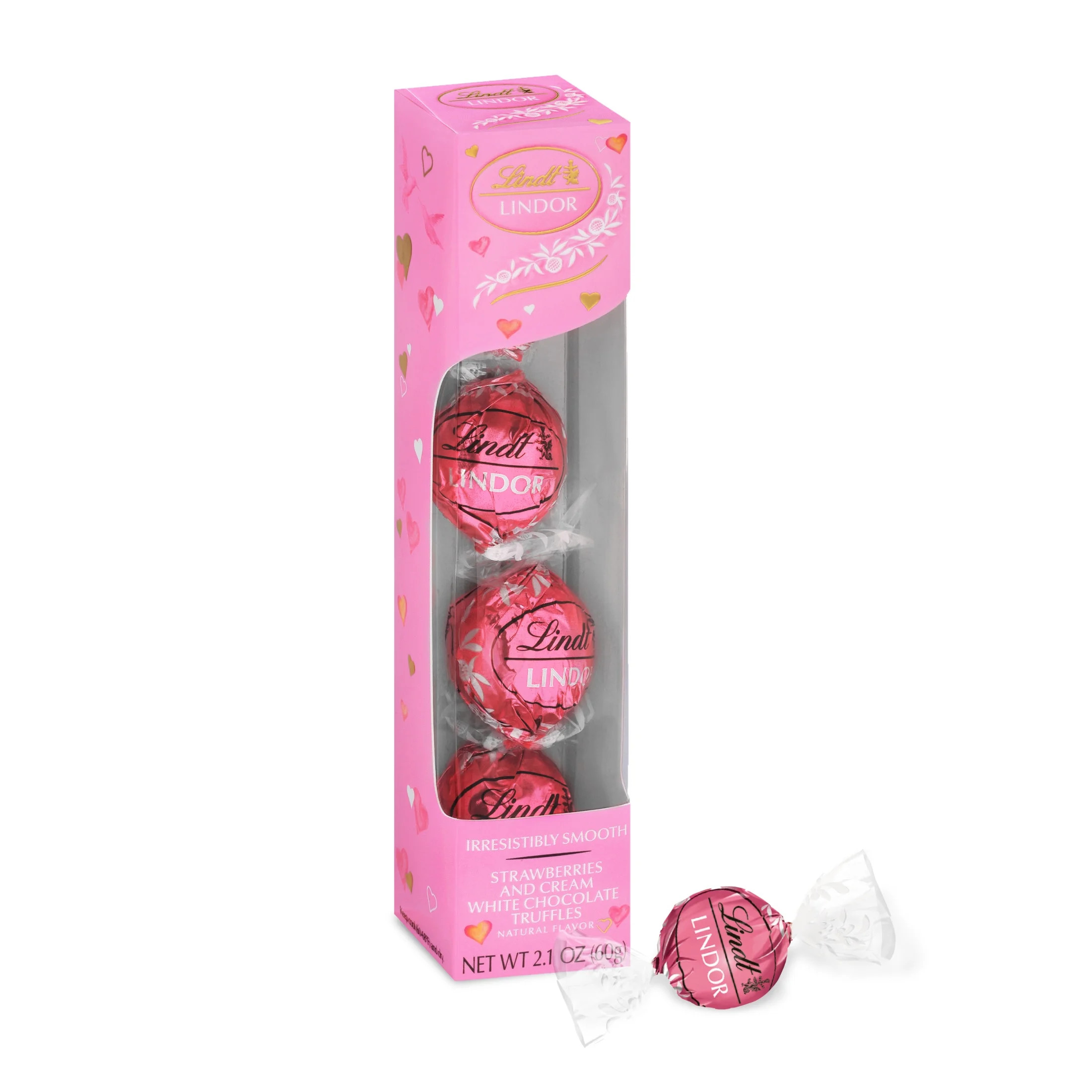 Lindt LINDOR Valentine's Day Strawberries and Cream White Chocolate Candy Truffles, 2.1 oz. Gift ... | Walmart (US)