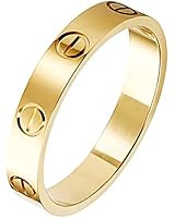Amazon.com: Fashion Classic 18K Gold Plated Titanium Steel Women Stacking Ring Best Gifts Couples... | Amazon (US)