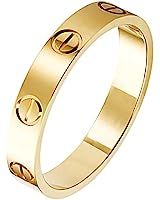 Amazon.com: Fashion Classic 18K Gold Plated Titanium Steel Women Stacking Ring Best Gifts Couples... | Amazon (US)