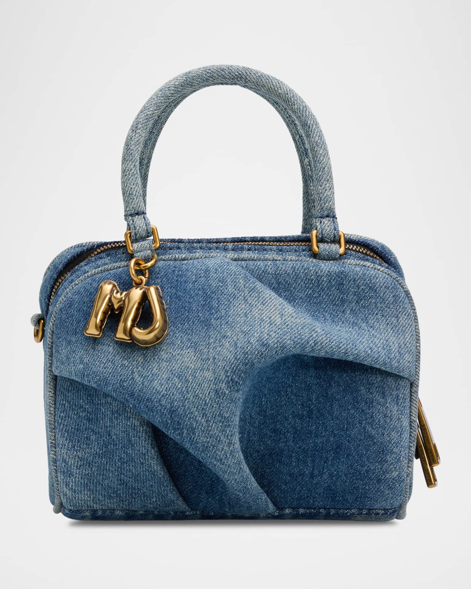 The Denim Mini Wave Top-Handle Bag | Neiman Marcus
