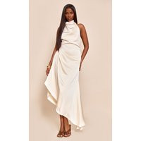 Cream Satin Cowl Neck Asymmetric Shift Dress | PrettyLittleThing US