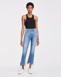 High Waist Slim Kick with Long Side Hem and Destroy in Sloane Vintage | 7 For All Mankind