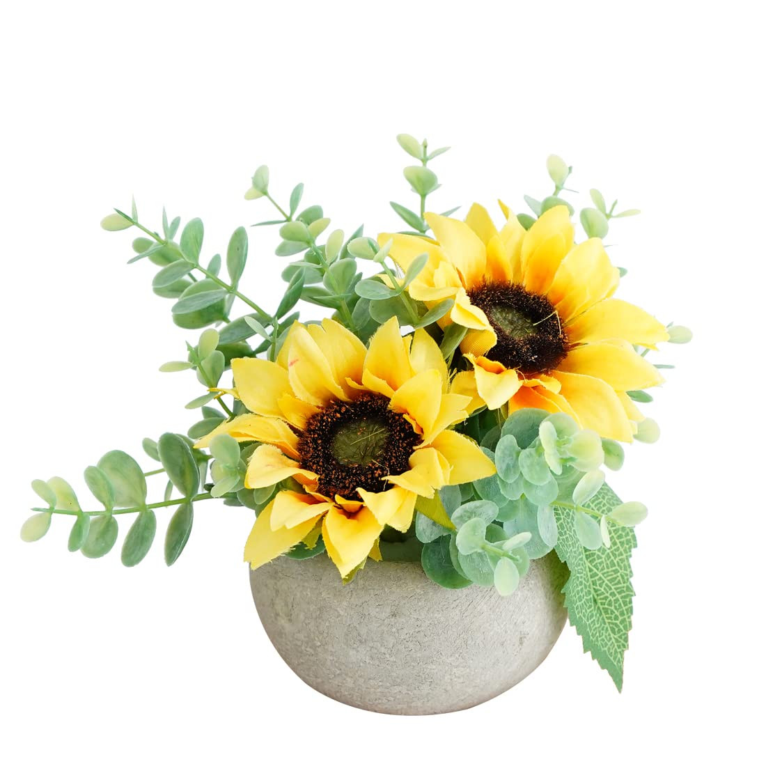Artificial Flowers Kit with Pot, Combination of Fake Silk Sunflowers and Greenery,Small Plant Pot... | Amazon (US)