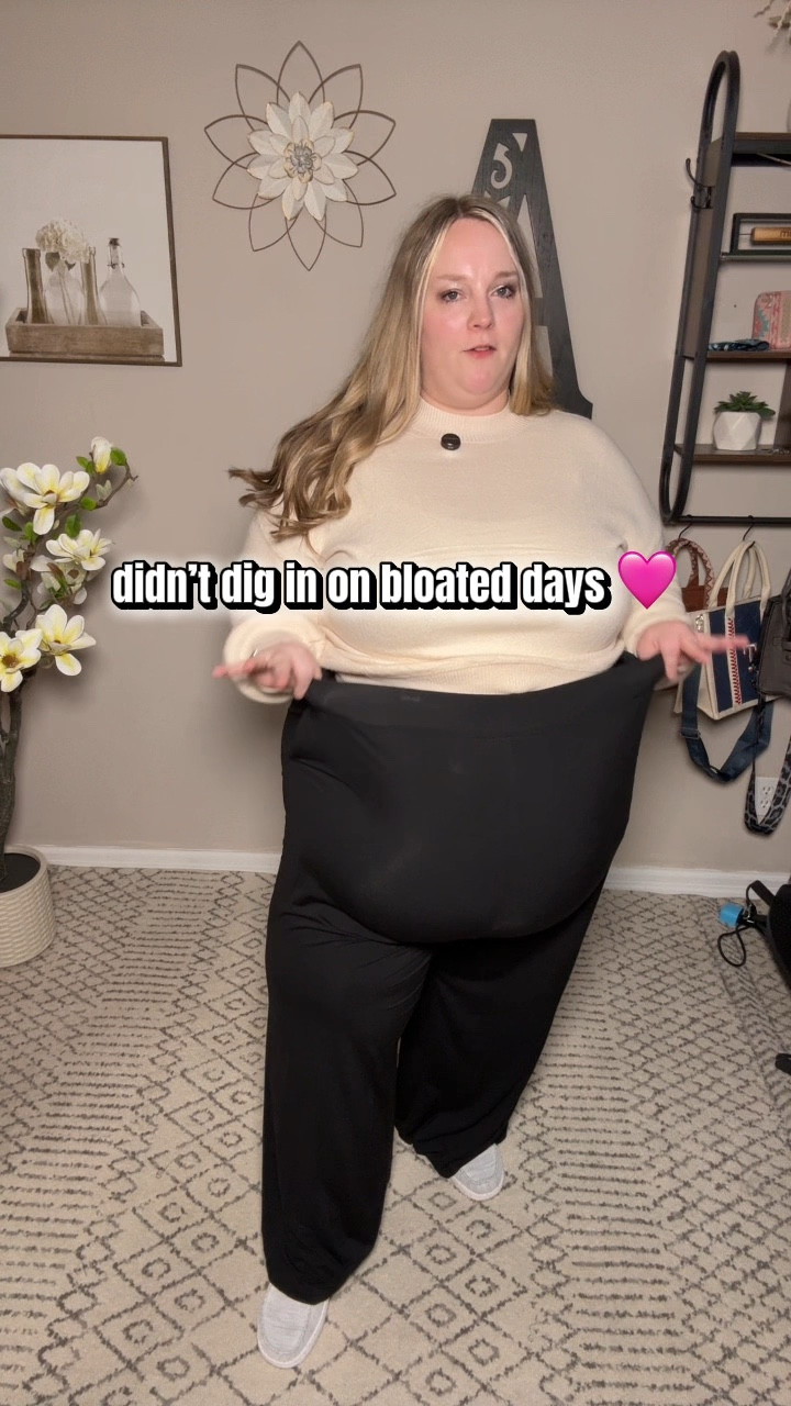 I’ve decided I need a pair of these for every day of the week because stiff pants are not it. These are stretchy, comfortable even on bloated days, and the waistband doesn’t dig in.

plus size wide leg pants, bloomchic lounge pants, elastic waist comfy pants, curvy friendly trousers, plus size work comfy pants, stretchy everyday pants

#LTKWorkwear #LTKPlusSize #LTKootd
