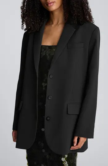 Kenneth Cole Three-Button Boyfriend Blazer in Black at Nordstrom Rack, Size Medium | Nordstrom Rack