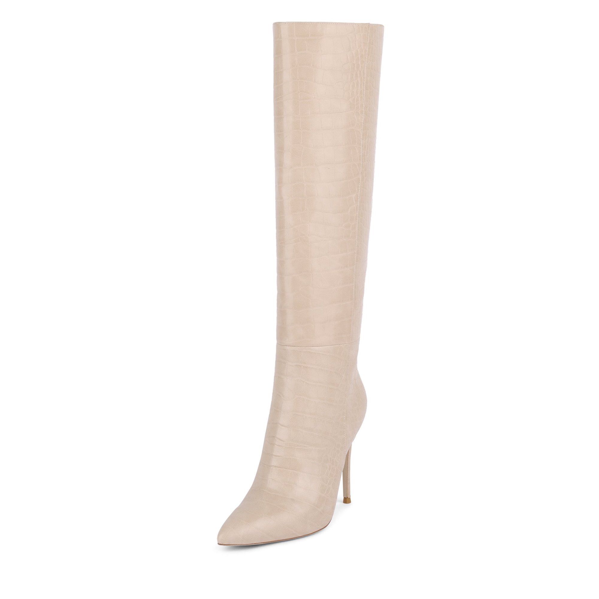 Jeffrey Campbell ARSEN-HI Stiletto Knee High Boot Taupe Croco Nude Dress Boots | Walmart (US)