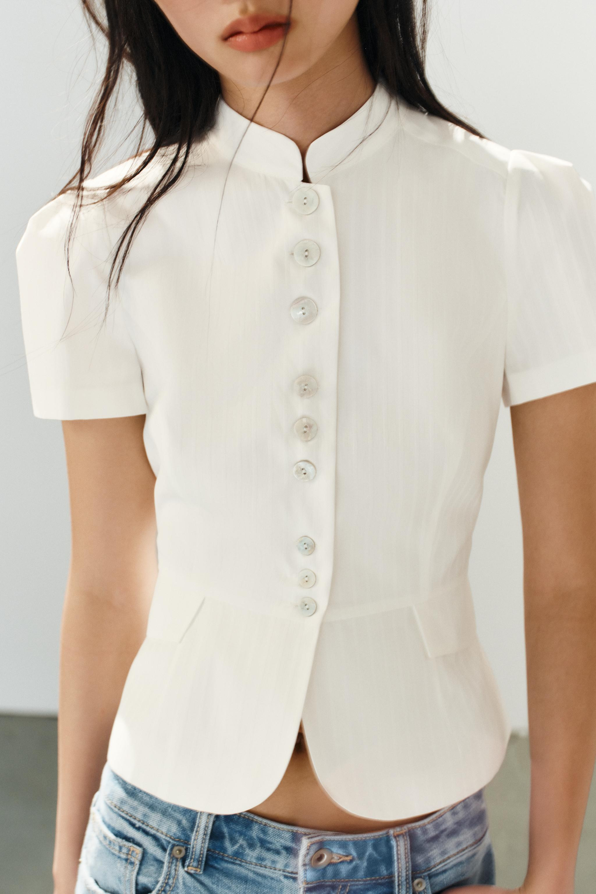 CHECKED PEPLUM TOP | Zara US