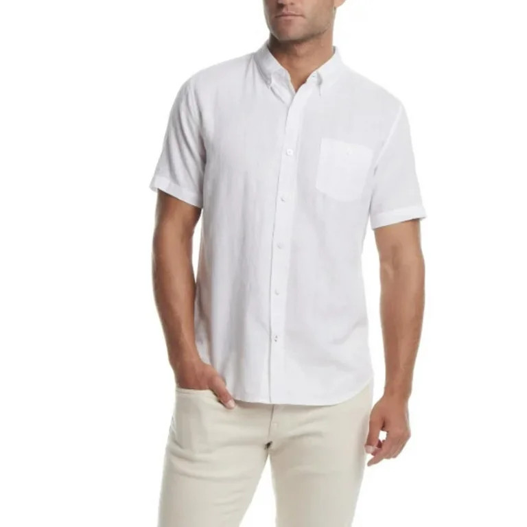 Weatherproof Vintage Men's Short Sleeve Linen Cotton Blend Woven Button Down Shirt (US, Alpha, XX... | Walmart (US)